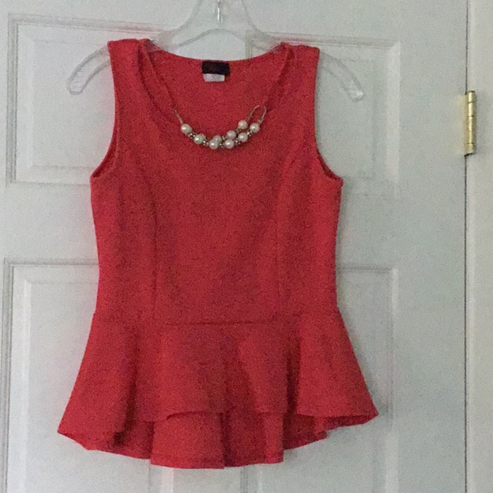 Pink Flared Top with attached Necklace